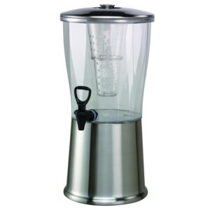 service ideas cbdrt3ss beverage dispenser, round, 3 gallon with plastic container and optional infuser tube, stainless steel base and lid, nsf certified