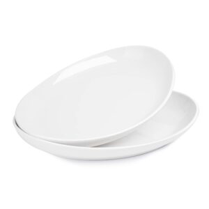 sweese oval serving platters, 14.5 inch white porcelain serving platters for party, large oval serving trays serving plates for fish dish, steak, restaurant, dessert shop, set of 2