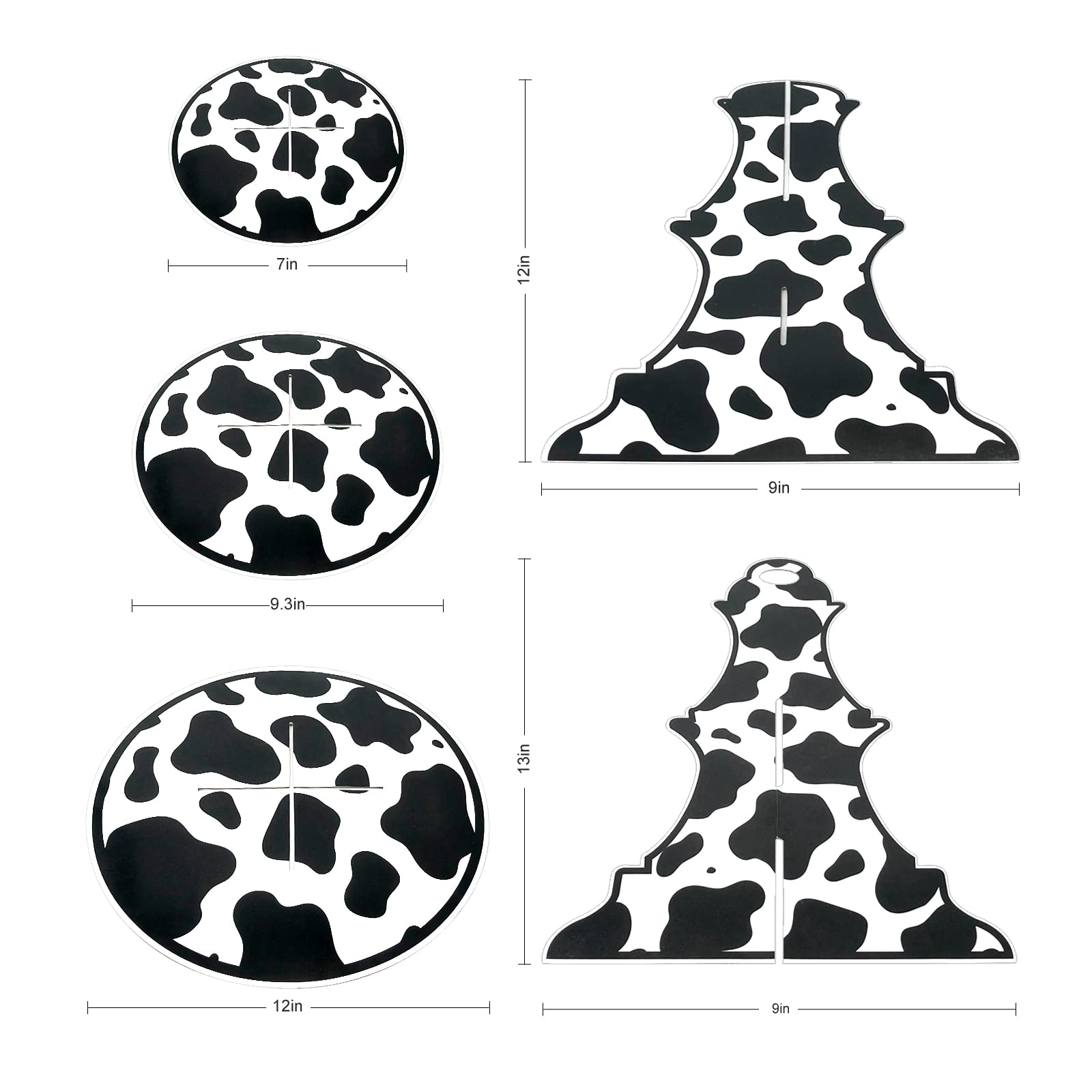 Cow Print Cardboard Cupcake Stand,3 Tier Farm Animal Cow Print Round Cupcake Holder Farm Cow Themed Party Decorations for Birthday Party Decorations Cow Party Supplies