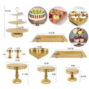 9Pcs Dessert Table Decorations Stands,Cake Stands for Dessert Table,Metal Gold Cake Stand Set for Wedding Graduation Party Dessert Table Baby Shower Birthday Anniversary Christmas