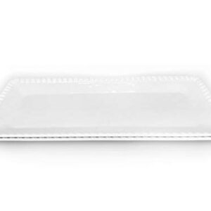 KX-WARE 17-Inch Melamine Serving Tray/Platters Set of 2, White & Rectangular | 100% Melamine,Dishwasher Safe,BPA Free