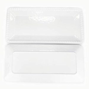 KX-WARE 17-Inch Melamine Serving Tray/Platters Set of 2, White & Rectangular | 100% Melamine,Dishwasher Safe,BPA Free