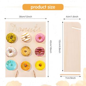 Yulejo 2 Pieces Donuts Wall Display Stands for Party DIY Doughnuts Board Holder and 4 Pieces Wood Donut Stands Candy Dessert Bagels Detachable Donut Party Treat Stand for Wedding Birthday Table Decor