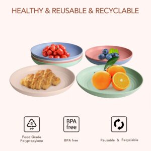 greenandlife Lightweight Wheat Straw Plates - 4Pack Unbreakable Dishes and Plates Sets Non-toxin, Dishwasher & Microwave Safe BPA free and Healthy for Kids Children Toddler & Adult (7.87'')