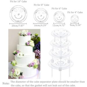 EBOCACB Smiley Plastic Cake Dowel Rods Set，12 Pcs White Plastic Cake Dowel Rods,12 Pcs Clear Cake Stacking and 4 Pcs Smiley Cake Separator Plates for 4, 6, 8, 10 Inch Cakes