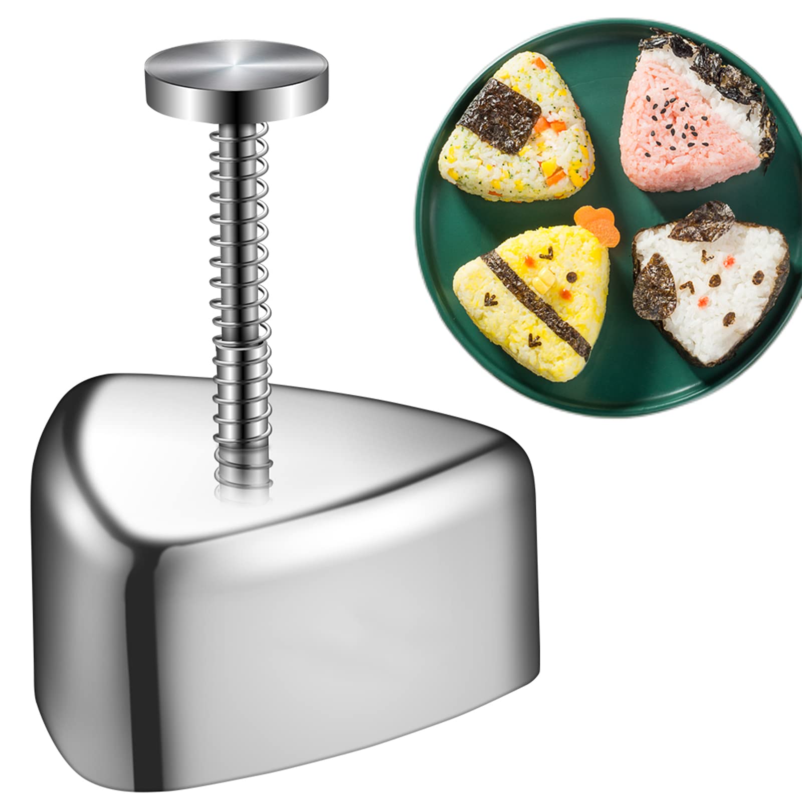 shoxil Onigiri Mold, Stainless Steel Rice Ball Mold Sushi Maker, Classic Triangle Spam Musubi Mold for Kids Lunch Bento and Home DIY