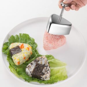 shoxil Onigiri Mold, Stainless Steel Rice Ball Mold Sushi Maker, Classic Triangle Spam Musubi Mold for Kids Lunch Bento and Home DIY
