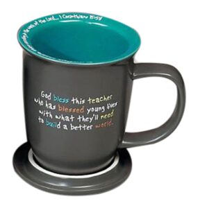 abbey gift teacher ceramic mug & coaster set mug, 2 piece, gray