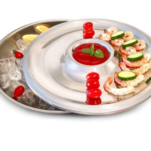 Maverick Unity Shrimp Cocktail Serving Dish and Bowl With Ice - Elegant and Large Platter for Seafood, Oysters, Crawfish, Veggies, Fruits, Salads.