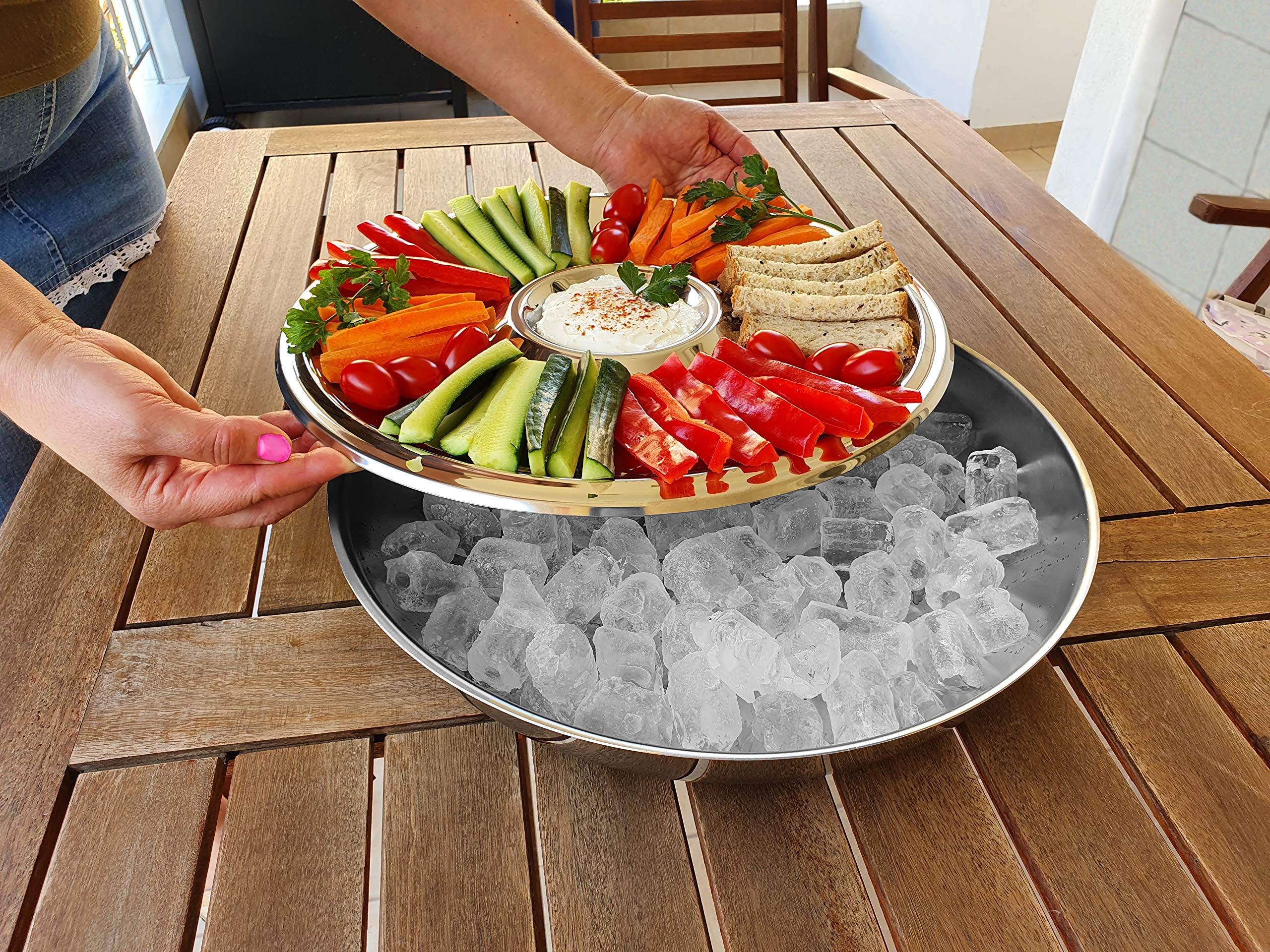 Maverick Unity Shrimp Cocktail Serving Dish and Bowl With Ice - Elegant and Large Platter for Seafood, Oysters, Crawfish, Veggies, Fruits, Salads.