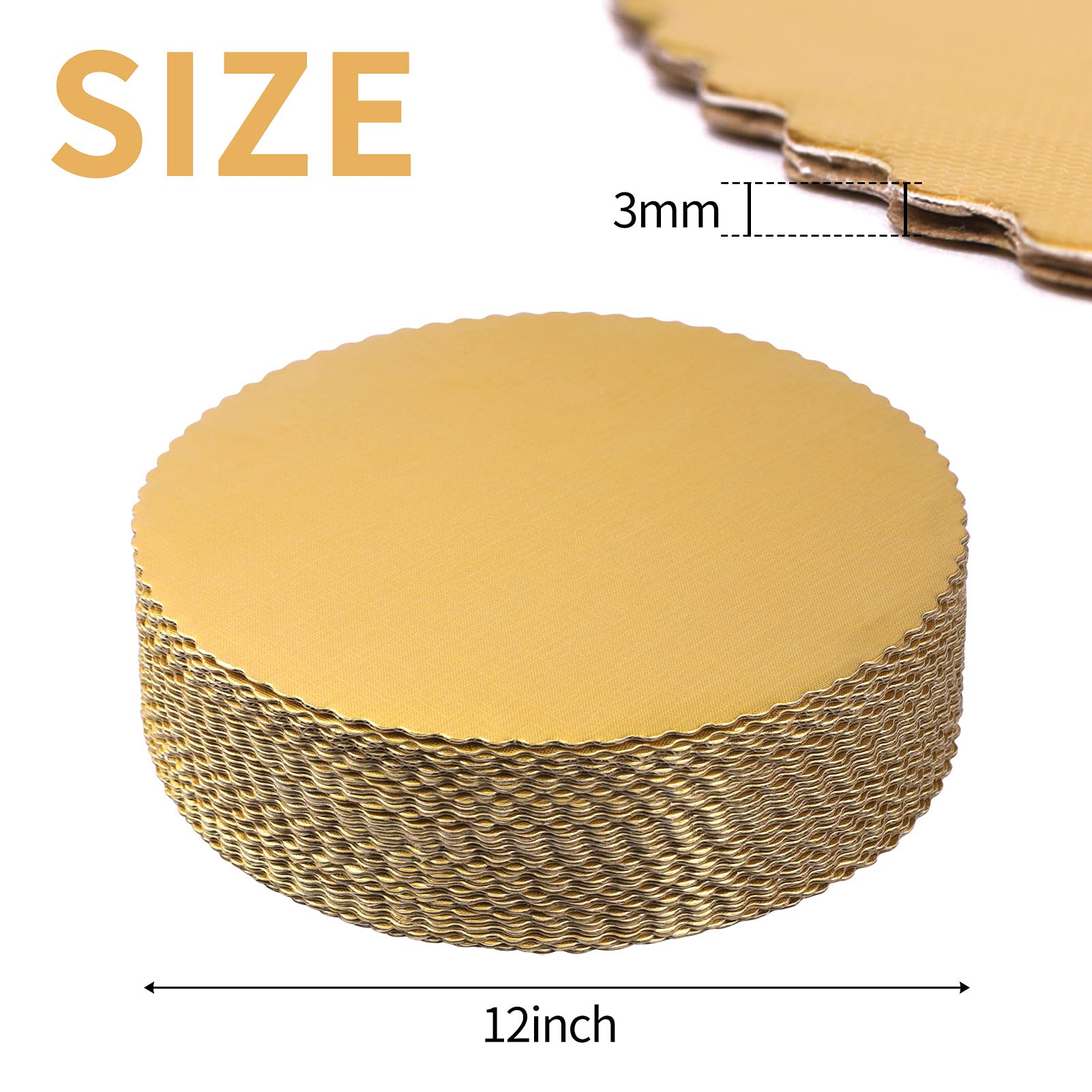 YunKo Cake Boards 12 Inch Round,Gold Cardboard Cake Rounds Cake Base Cake Decorating Supplies For for Dessert Table, 35 Pack