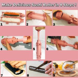 Unique ZONE Sushi Roller Bazooka Durable Grade Plastic Health and Safety Easy Cooking Sushi Rolls Best Kitchen Tool Maker Tube Utensils for Beginner