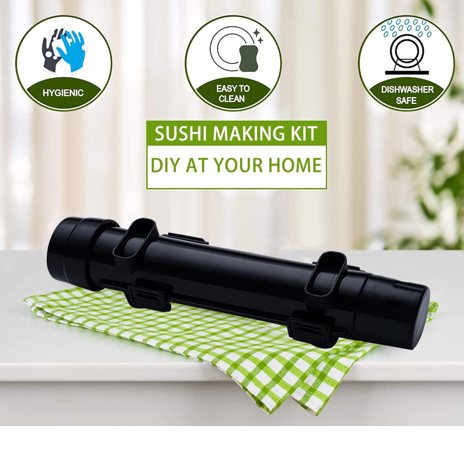 Unique ZONE Sushi Roller Bazooka Durable Grade Plastic Health and Safety Easy Cooking Sushi Rolls Best Kitchen Tool Maker Tube Utensils for Beginner