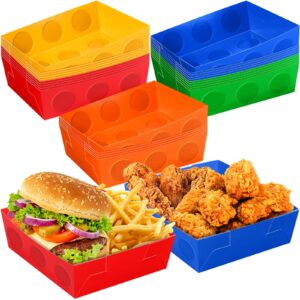 25 pcs building block party favor 5 lb paper food trays large brick theme party disposable serving tray snack trays for food building block birthday party baby shower decoration supply (bright color)