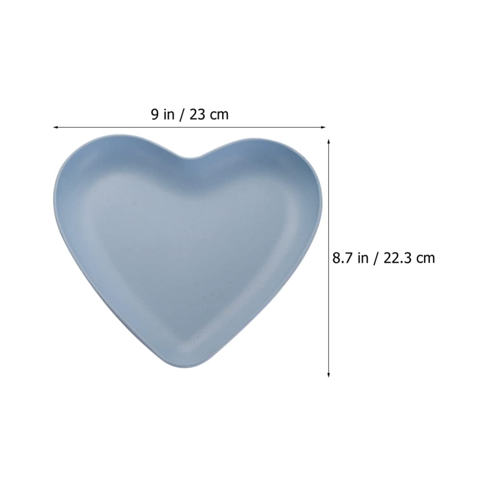 Hemoton Heart Shaped Dinner Plate: 4 Pcs Unbreakable Dinner Plates Snacks Salad Plates Candy Dish Appetizers Platter Steak Serving Plate for Party| Picnic| Camping| BBQ