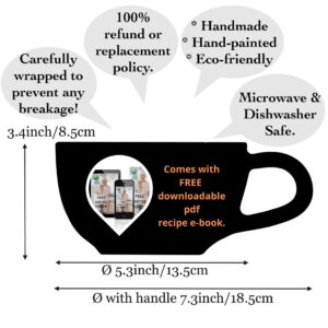 City to Cottage Handmade Ceramic Designer Black and White Polka Dot Cup, Unique Extra Large 17.5oz/500ml Pottery Cappuccino, Coffee, Tea, Soup Mug | Housewarming Gift for Tea Lovers