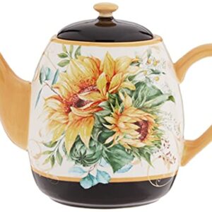 Certified International Sunflower Fields 40 oz. Teapot, Multi Colored