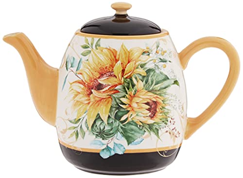 Certified International Sunflower Fields 40 oz. Teapot, Multi Colored