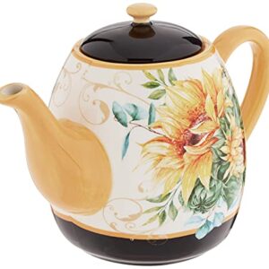 Certified International Sunflower Fields 40 oz. Teapot, Multi Colored