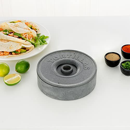 Restaurantware 8.5 x 2.3 Inch Tortilla Warmer 1 Microwavable Tortilla Holder - Lid Included Insulated Gray Plastic Tortilla Keeper Tortilla Server For Homes and Restaurants Durable