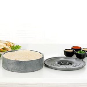 Restaurantware 8.5 x 2.3 Inch Tortilla Warmer 1 Microwavable Tortilla Holder - Lid Included Insulated Gray Plastic Tortilla Keeper Tortilla Server For Homes and Restaurants Durable