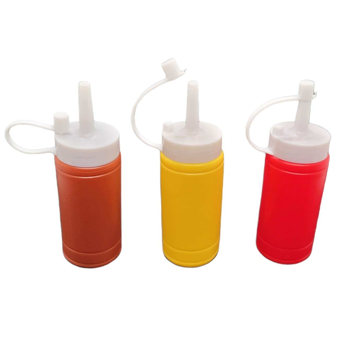 Handy Housewares 3 pc Squeezable Picnic Condiment Mini 4 oz. Squeeze Dispenser Storage Bottles - Great for Ketchup Mustard and BBQ Sauce! (1 Set)