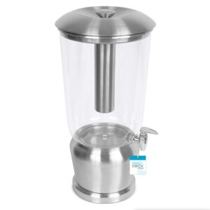 birdrock home 1.5 gallon stainless steel beverage dispenser with ice container, stand & spigot - round - bpa free clear acrylic