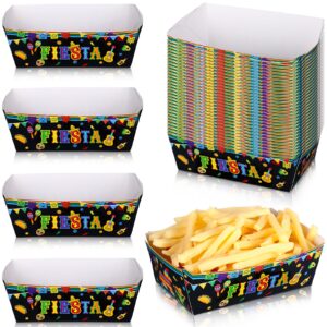 50 pieces fiesta snack trays party supplies cinco de mayo nacho paper food trays mexican theme decorations day of the dead popcorn paperboard holder for mexican festival taco theme birthday (guitar)
