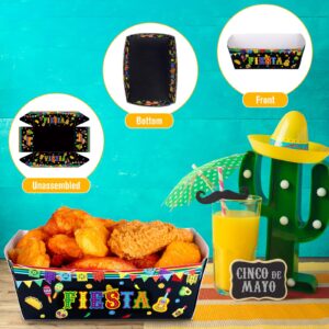 50 Pieces Fiesta Snack Trays Party Supplies Cinco De Mayo Nacho Paper Food Trays Mexican Theme Decorations Day of The Dead Popcorn Paperboard Holder for Mexican Festival Taco Theme Birthday (Guitar)