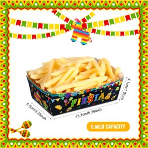 50 Pieces Fiesta Snack Trays Party Supplies Cinco De Mayo Nacho Paper Food Trays Mexican Theme Decorations Day of The Dead Popcorn Paperboard Holder for Mexican Festival Taco Theme Birthday (Guitar)