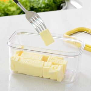 Plastic Butter Dish, Covered Butter Dish with lid, Plastic Butter Keeper with Cutter for Easy Cutting, Small Butter Container for Two 3.5oz Sticks Butter