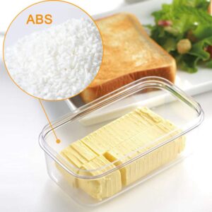 Plastic Butter Dish, Covered Butter Dish with lid, Plastic Butter Keeper with Cutter for Easy Cutting, Small Butter Container for Two 3.5oz Sticks Butter