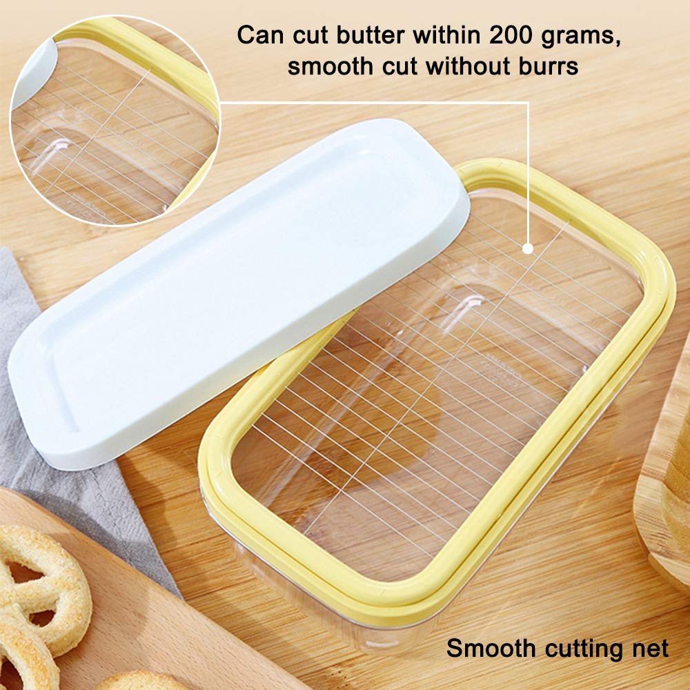 Plastic Butter Dish, Covered Butter Dish with lid, Plastic Butter Keeper with Cutter for Easy Cutting, Small Butter Container for Two 3.5oz Sticks Butter