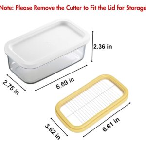 Plastic Butter Dish, Covered Butter Dish with lid, Plastic Butter Keeper with Cutter for Easy Cutting, Small Butter Container for Two 3.5oz Sticks Butter