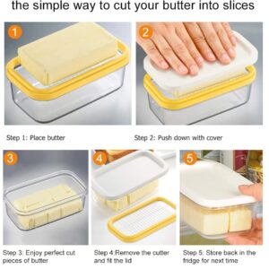 Plastic Butter Dish, Covered Butter Dish with lid, Plastic Butter Keeper with Cutter for Easy Cutting, Small Butter Container for Two 3.5oz Sticks Butter