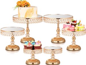 6 pieces gold cake stand gold round dessert stands dessert table display cupcake display stands cake pedestal holder for baby shower wedding birthday celebration party home decor