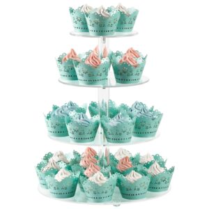 cecolic acrylic cupcake stand clear cupcake holder display stand dessert pastry tower stand for wedding birthday bar party décor (round - 4 tier)
