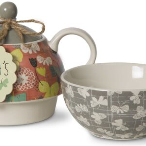 Pavilion Gift Company Bloom Grandma's Love Ceramic Tea for One, 15 oz, Multicolor