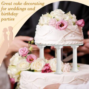 27 Pcs Cake Tier Stacking Kit Including 12 Pcs 3 Size Roman Column Cake Tiered Stands Cake Pillars 6 Pcs 12/16/20cm Cake Boards Cake Separator Plates and 9 Pcs Cake Dowel Rods for Wedding Cakes