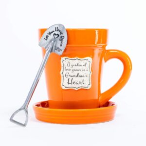 divinity boutique ceramic flower pot mugs, 3 piece set, orange-grandma