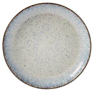 Tabletops Gallery Speckled Farmhouse Collection- Stoneware Dishes Service for 4 Dinner Salad Appetizer Dessert Plate Bowls, 16 Piece Jura Embossed Dinnerware Set in Smoky Blue