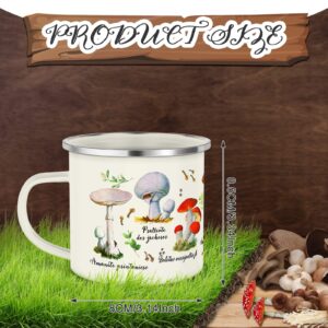 Mushroom Enamel Mug Set 2 Pieces Kawaii Mushroom Cup Mushroom Thank You Gifts Coffee Mug Enamel Camp Mug Cute Mushroom Decor Tin Cup for New Year Gifts Spring Travel Hiking Walking Camping(White)