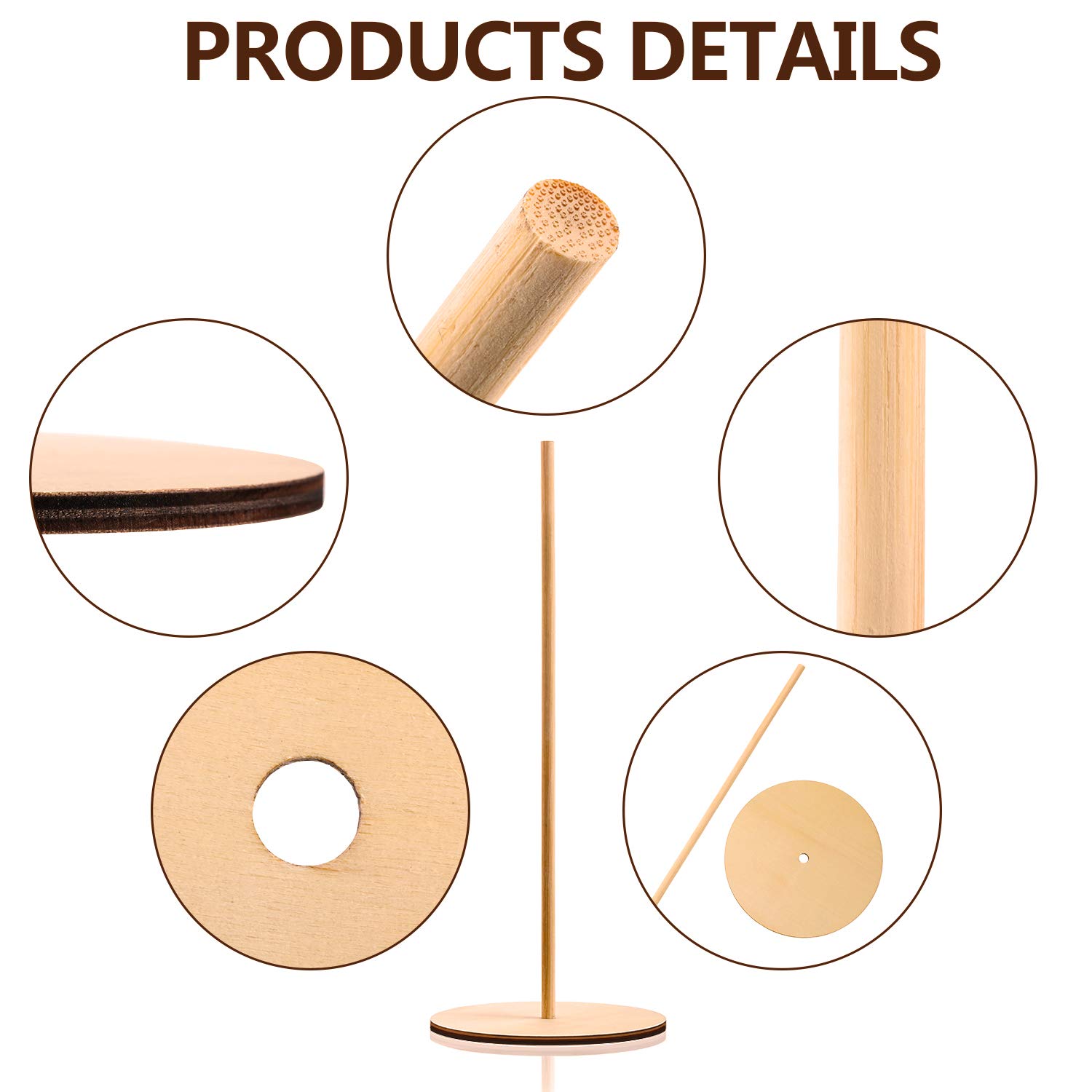 Boao 5 Pieces Wood Donut Stands Donut Holder Detachable Donut Display Stand for Wedding Birthday Party Supplies (Round Style)