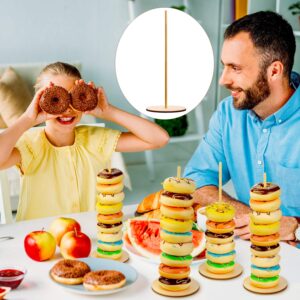 Boao 5 Pieces Wood Donut Stands Donut Holder Detachable Donut Display Stand for Wedding Birthday Party Supplies (Round Style)