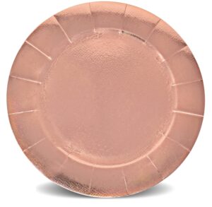 gift boutique 24 disposable rose gold round charger plates 13" dinner table serving tray heavy duty reusable paper cardboard platters for table setting, place mats dessert weddings food safe