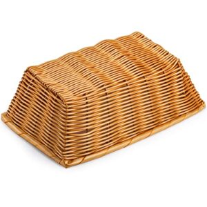 Coloch 6 Pack Poly Wicker Woven Bread Basket, 12 Inch Imitation Rattan Fruit Basket Stackable Rectangle Serving Basket for Fruit, Bread, Vegetable, Towel, Home, Restaurant, Outdoor Use