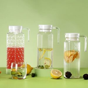 Acrylic Pitcher 37 oz, OEH Unbreakable Plastic Pitcher, Clear Plastic Pitcher with Lid, BPA-Free, Heat-Resistant Small Plastic Water Pitcher for Tea, Sangria, Lemonade, Juice, Milk, Diamond