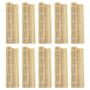 leefone 10 pcs 9.5" x 9.5" natural bamboo sushi rolling mat