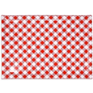 10 Disposable Red & White Gingham Serving Trays Large 10.75" X 15.75" Heavy Duty Rectangle Paper Cardboard BBQ Tray for Dessert Platter Cupcake Display Birthday Party Tableware Supplies