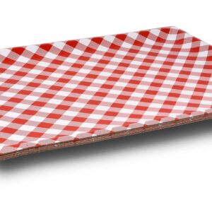 10 Disposable Red & White Gingham Serving Trays Large 10.75" X 15.75" Heavy Duty Rectangle Paper Cardboard BBQ Tray for Dessert Platter Cupcake Display Birthday Party Tableware Supplies